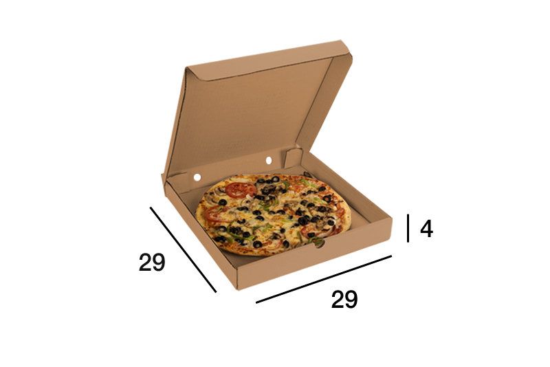 Boîte à pizza en carton kraft neutre 29x29 cm - 100 pcs